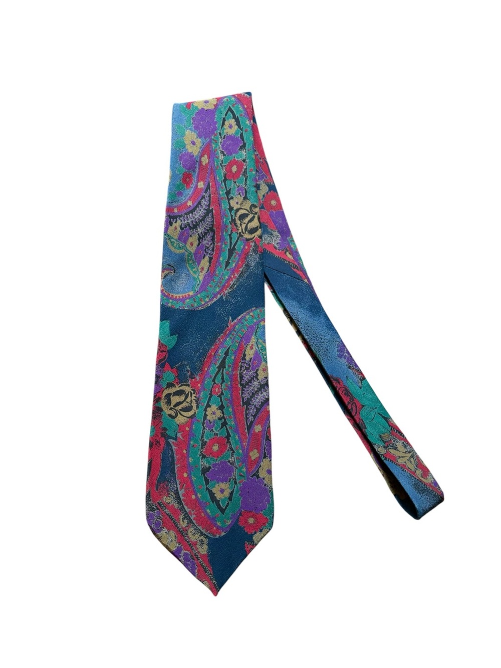 Vintage Bill Blass Teal, Purple, Red Paisley Silk Tie